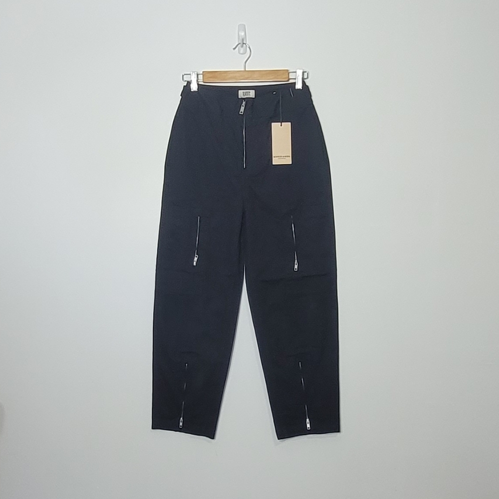 Scotch & Soda Amsterdam NEW Black Cotton Pockets Zipper Details Pants Sz 25 NWT
